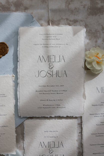 'Amelia' Handmade Paper Wedding Stationery Invitation Suite