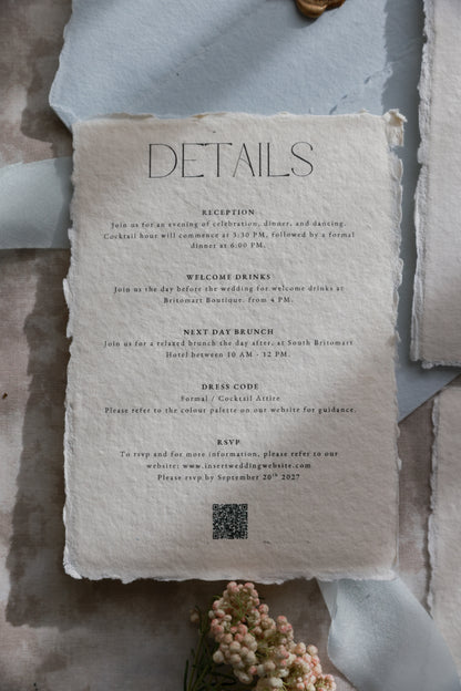 'Amelia' Handmade Paper Wedding Stationery Invitation Suite