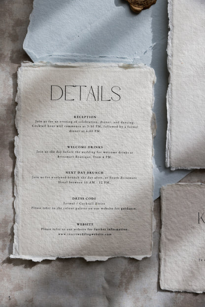 'Amelia' Handmade Paper Wedding Stationery Invitation Suite