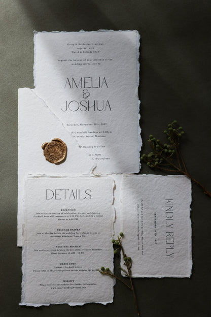 'Amelia' Handmade Paper Wedding Stationery Invitation Suite