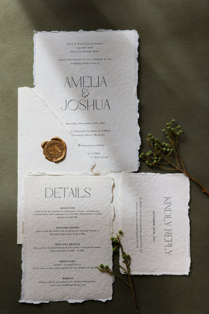 'Amelia' Handmade Paper Wedding Stationery Invitation Suite