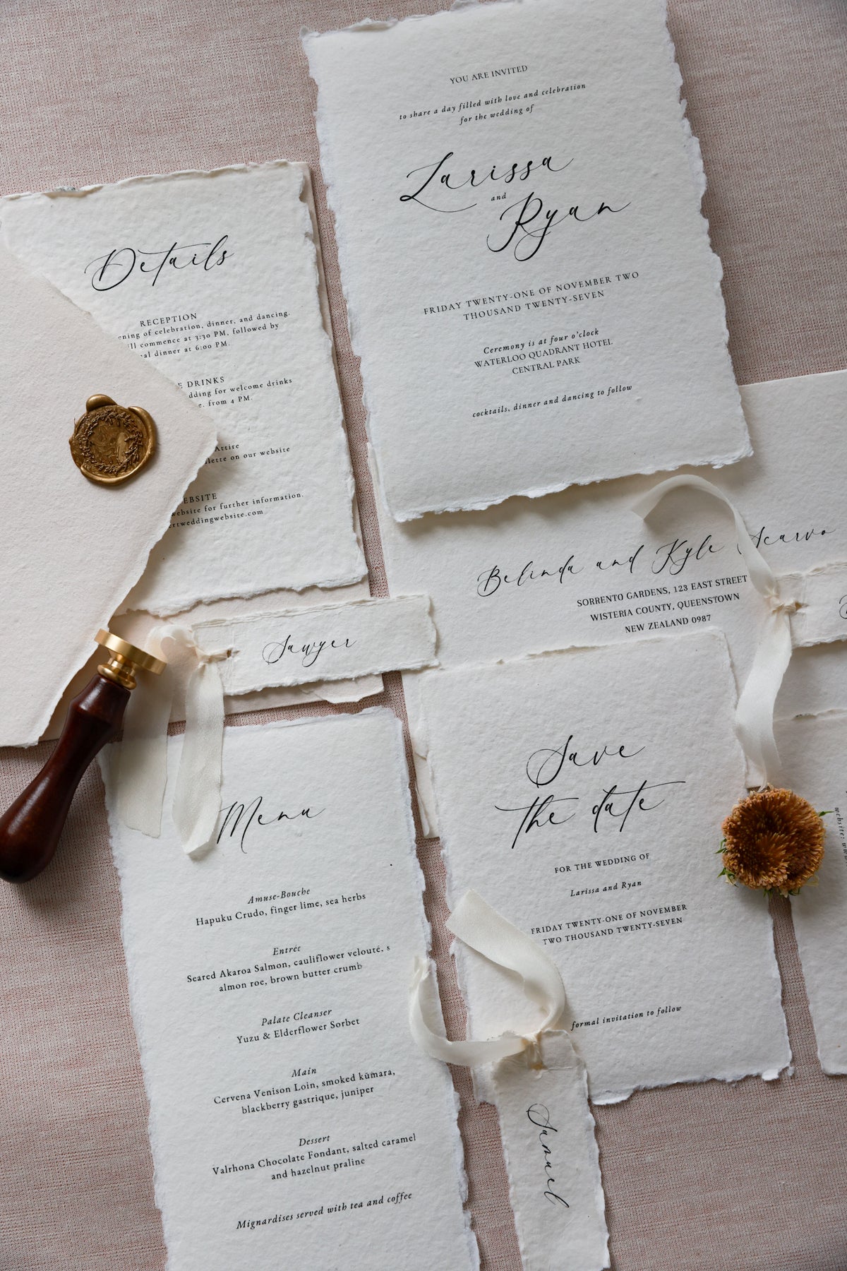 'Larissa' Calligraphy Style Wedding Invitation