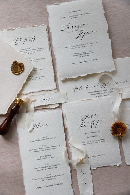 'Larissa' Calligraphy Style Wedding Invitation