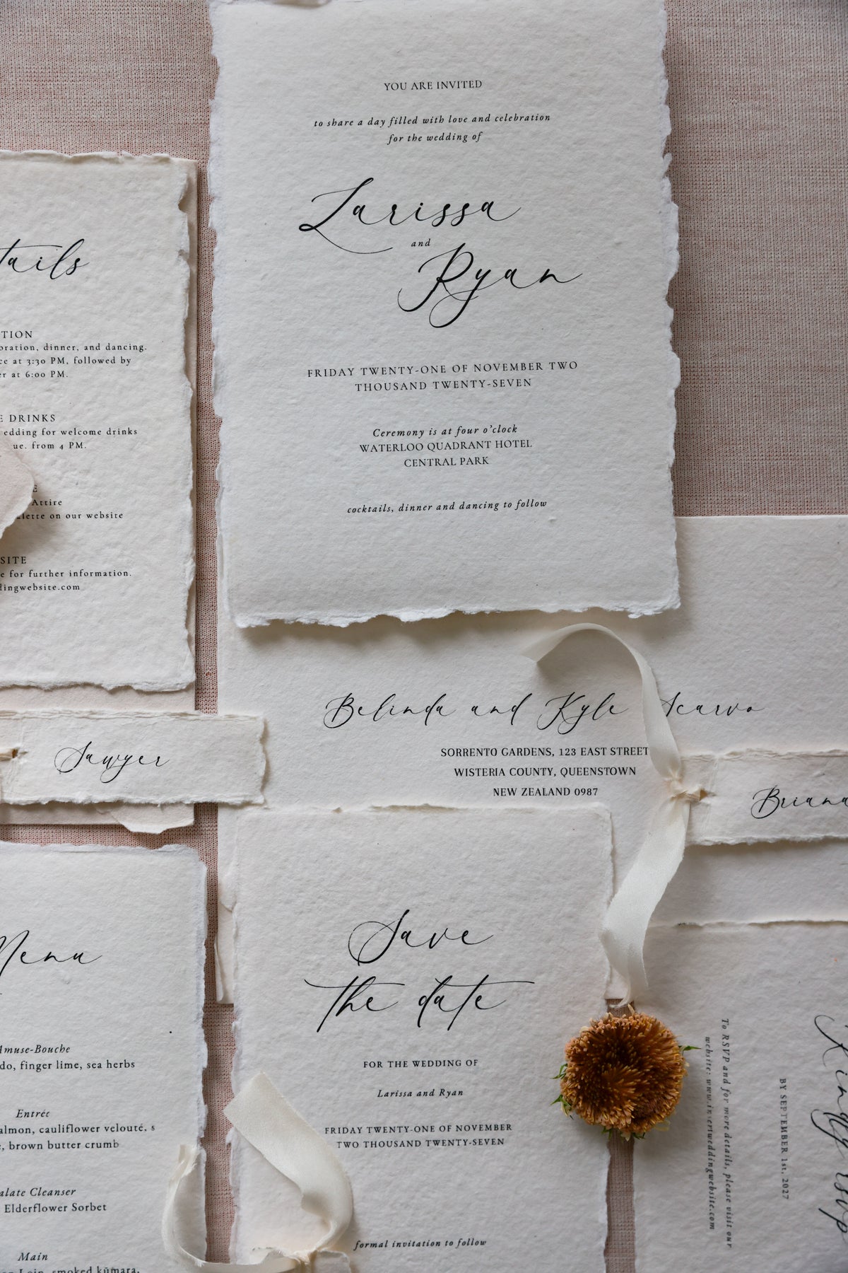 'Larissa' Calligraphy Style Wedding Invitation