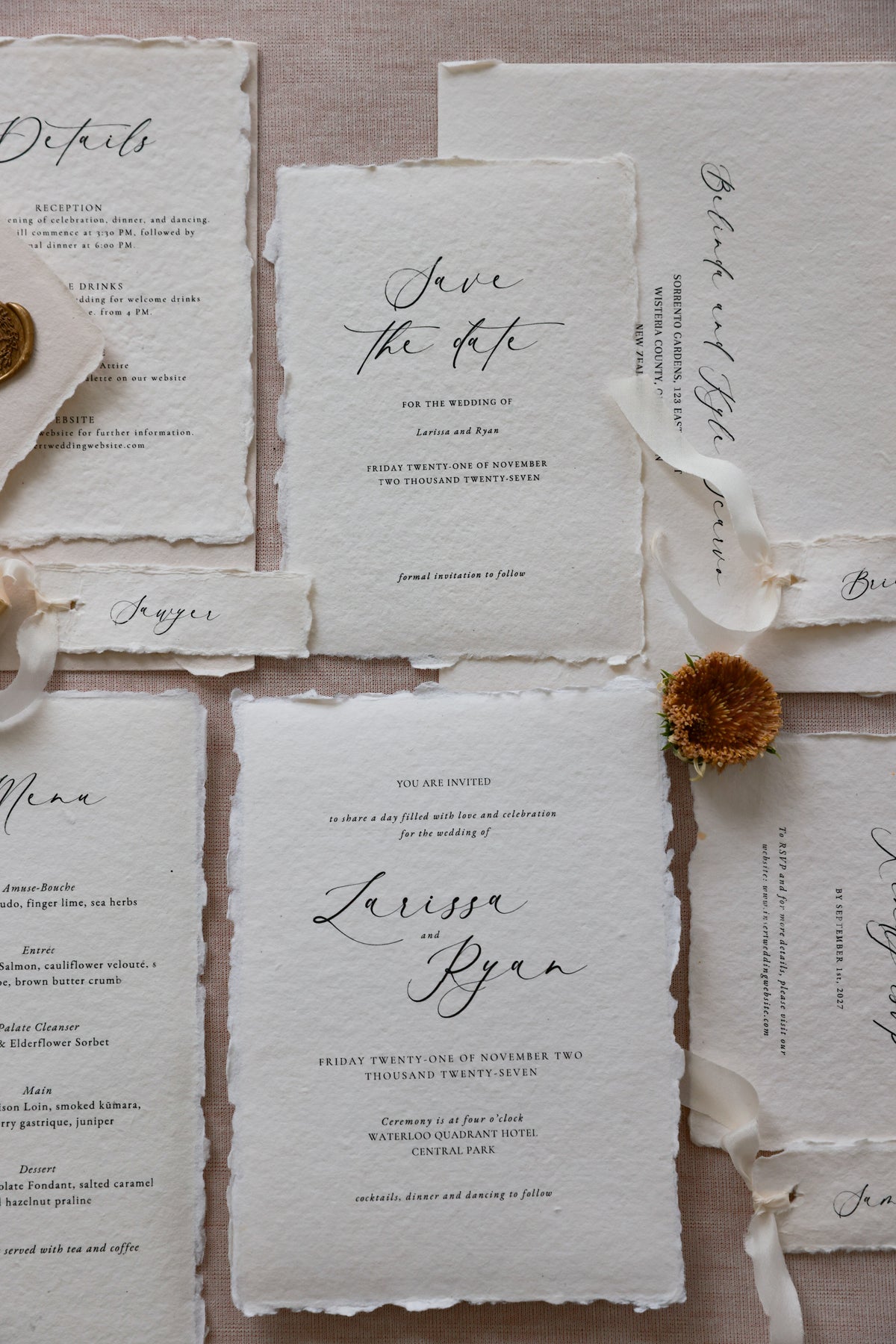 'Larissa' Calligraphy Style Wedding Invitation