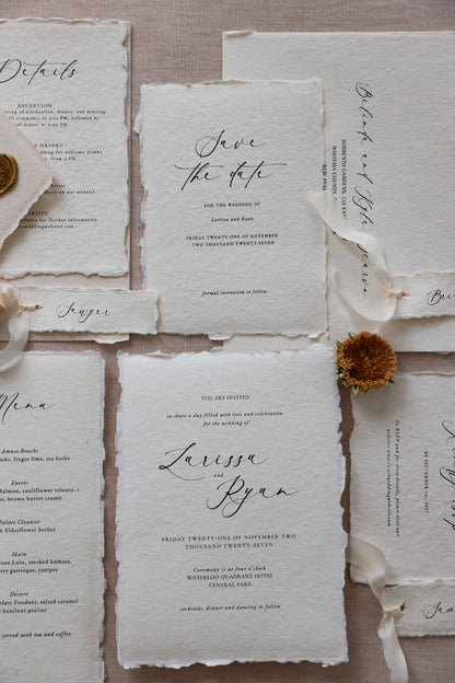 'Larissa' Calligraphy Style Wedding Invitation