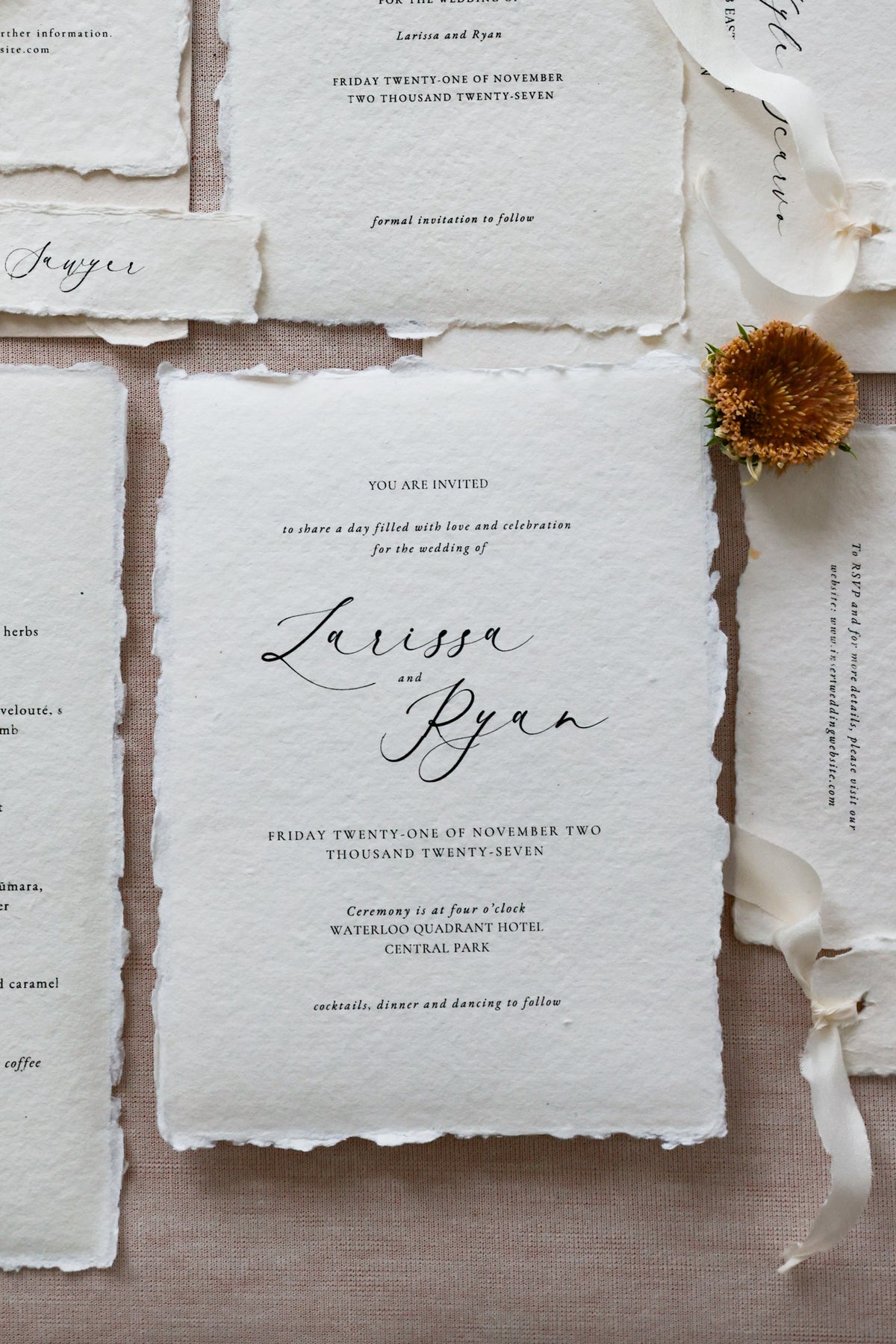 'Larissa' Calligraphy Style Wedding Invitation