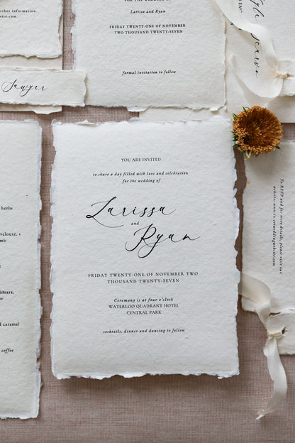 'Larissa' Calligraphy Style Wedding Invitation