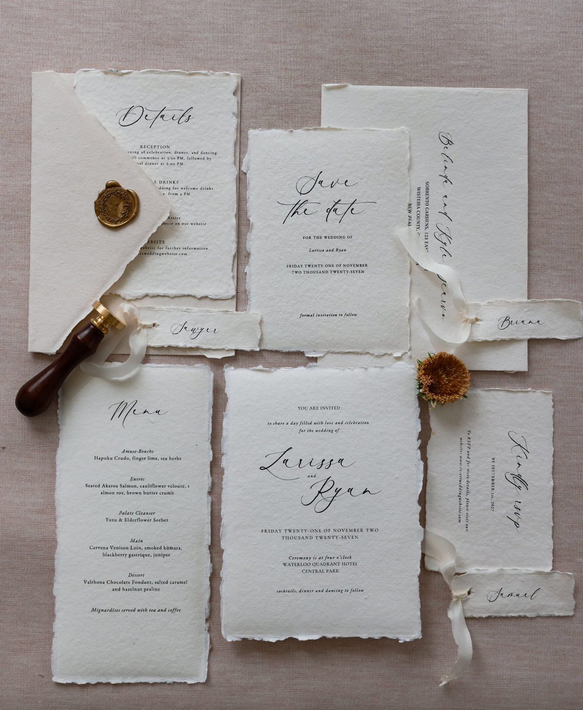 'Larissa' Calligraphy Style Wedding Invitation