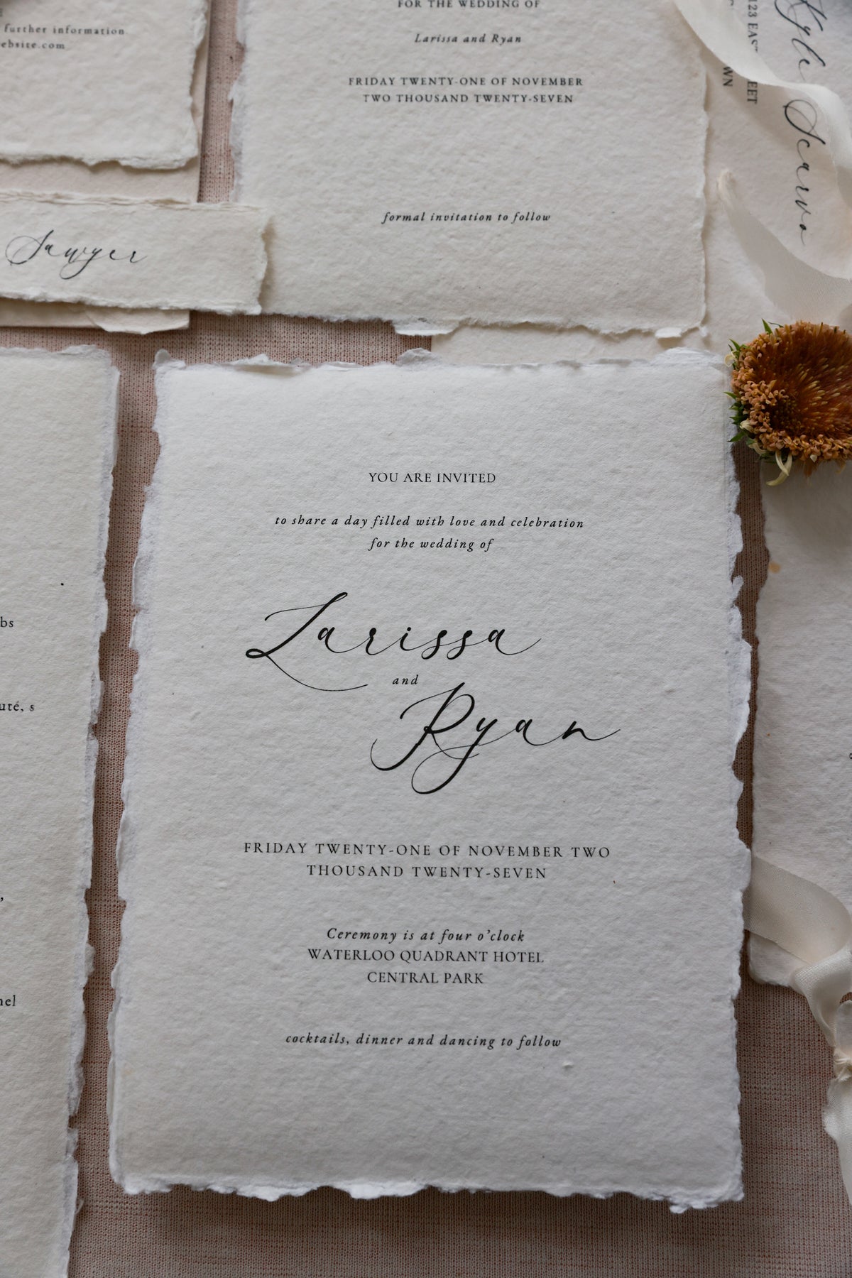 'Larissa' Calligraphy Style Wedding Invitation