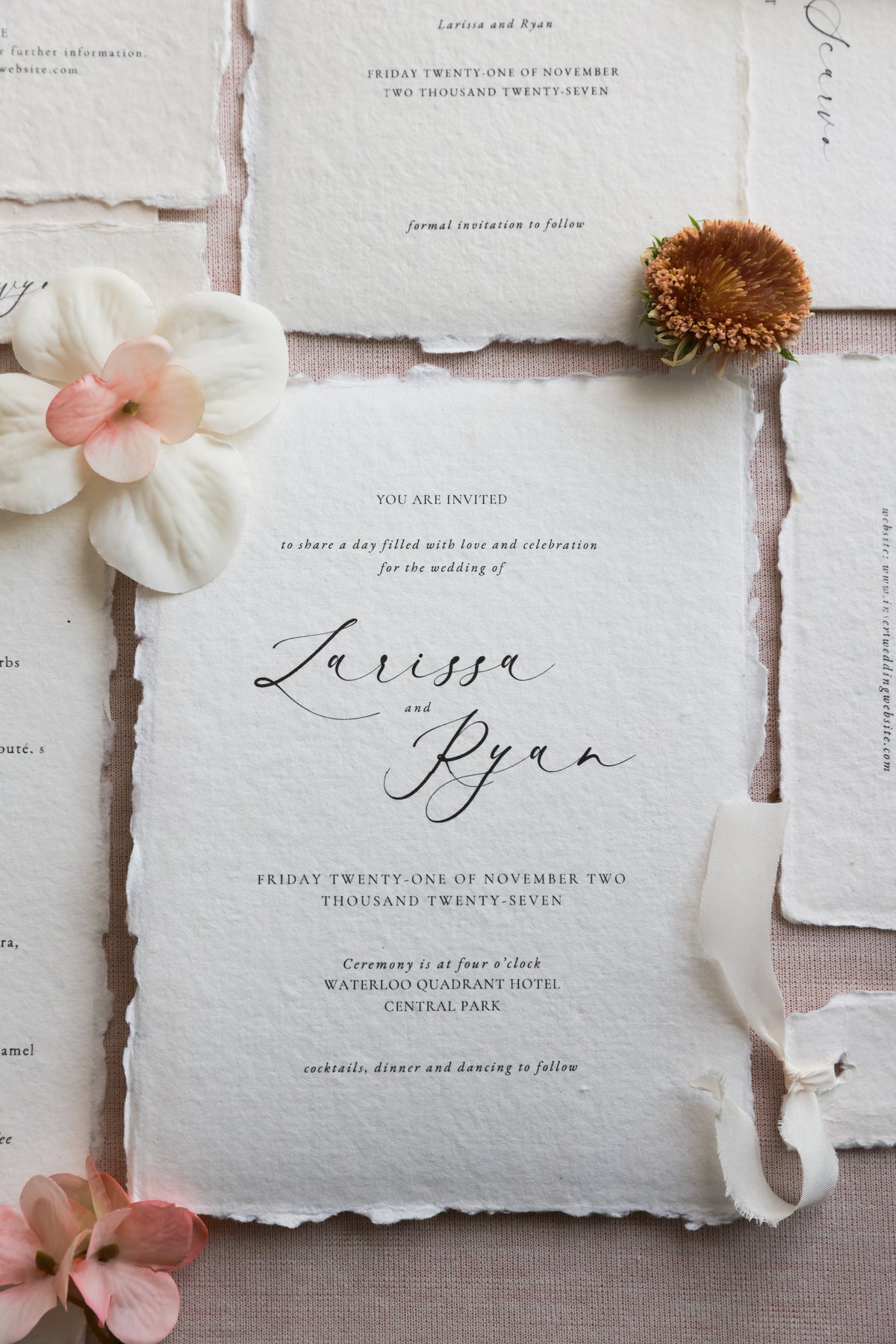 'Larissa' Calligraphy Style Wedding Invitation
