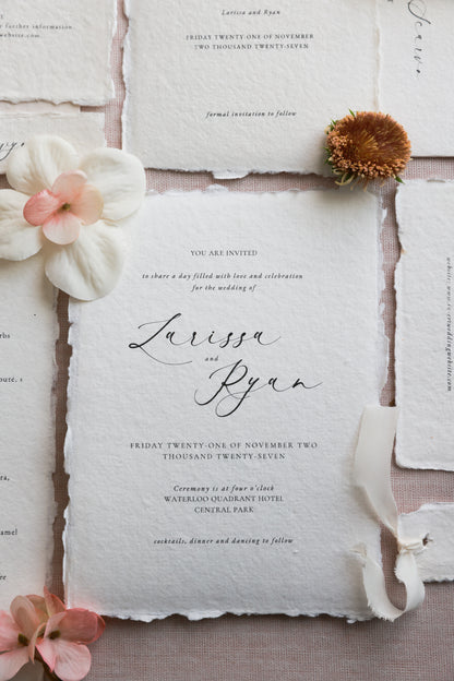 'Larissa' Calligraphy Style Wedding Invitation