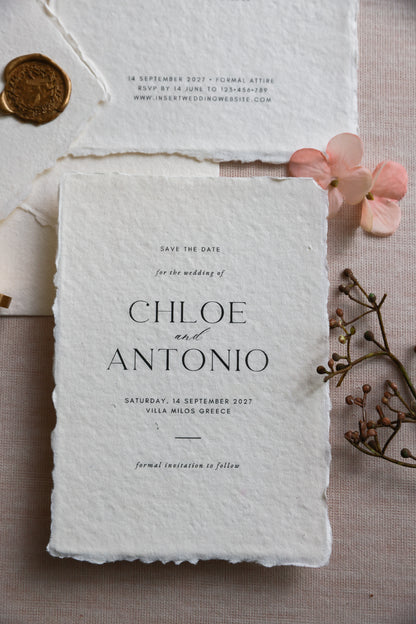 'Chloe' Handmade Paper Wedding Stationery Invitation