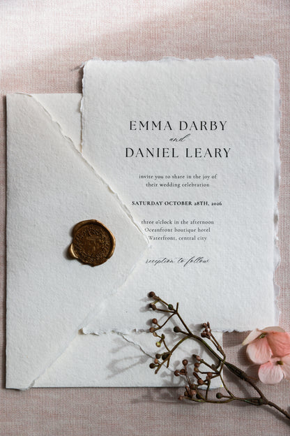 'Emma' Handmade Paper Wedding Stationery Invitation