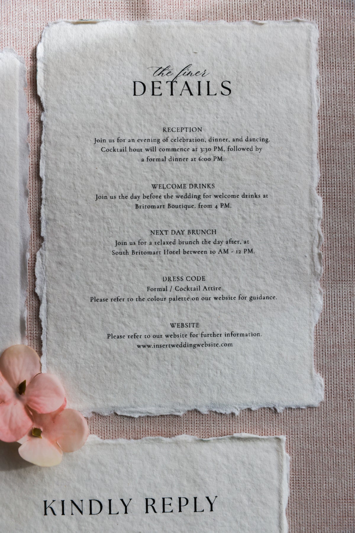 'Emma' Handmade Paper Wedding Stationery Invitation