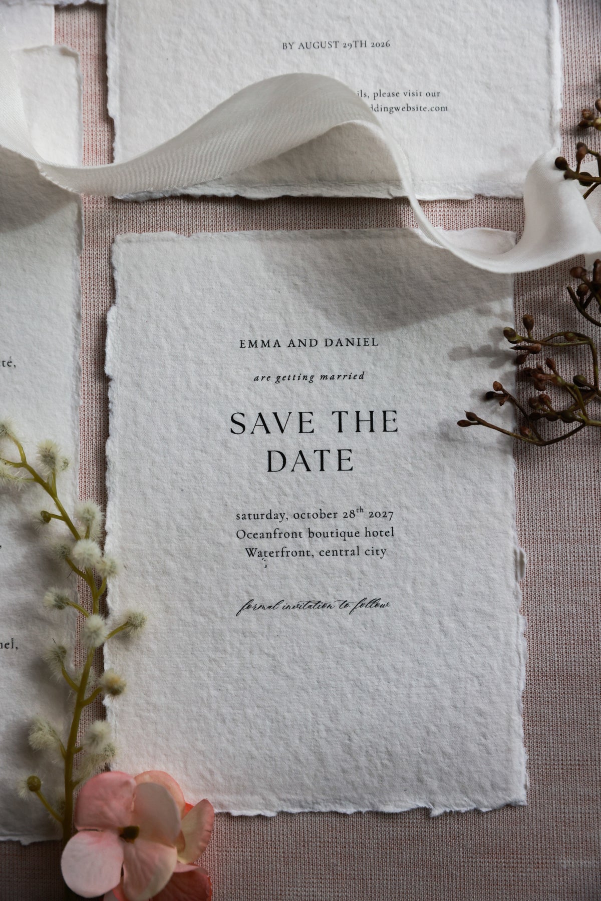 'Emma' Handmade Paper Wedding Stationery Invitation