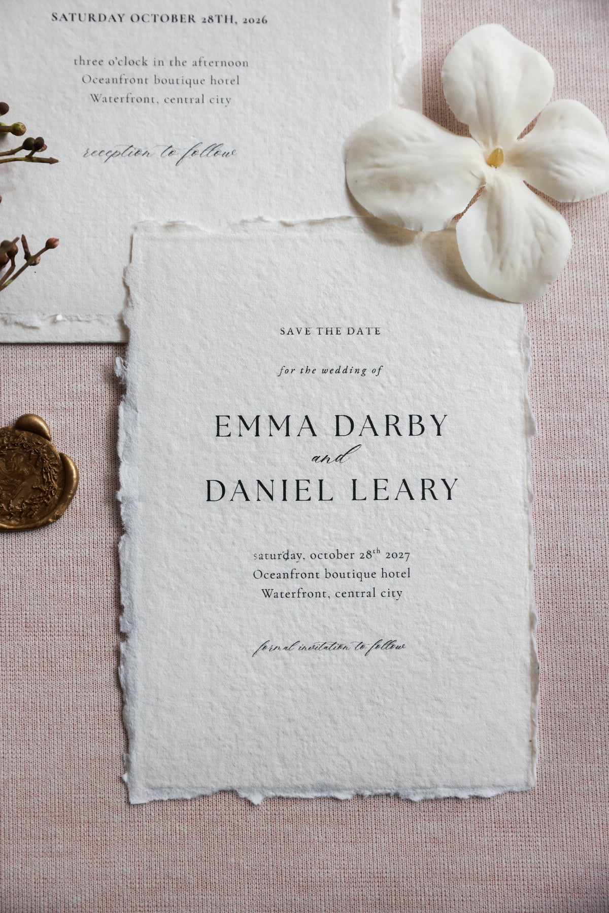 'Emma' Handmade Paper Wedding Stationery Invitation