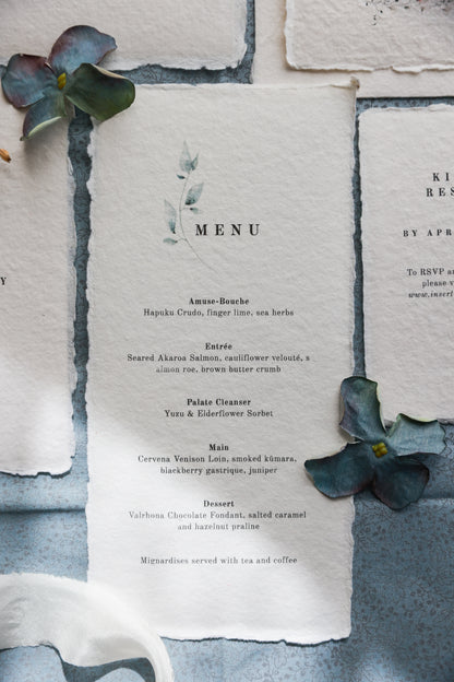 'Alice' Botanical Handmade Paper Wedding Stationery Invitation