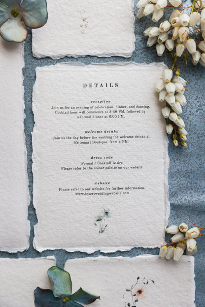 'Alice' Botanical Handmade Paper Wedding Stationery Invitation