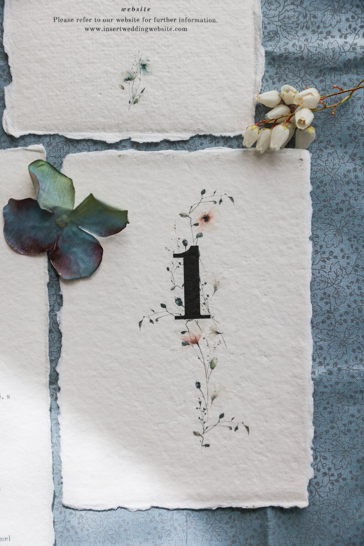 'Alice' Botanical Handmade Paper Wedding Stationery Invitation