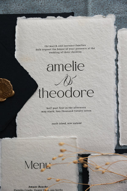 'Amelie' Handmade Paper Wedding Stationery Invitation