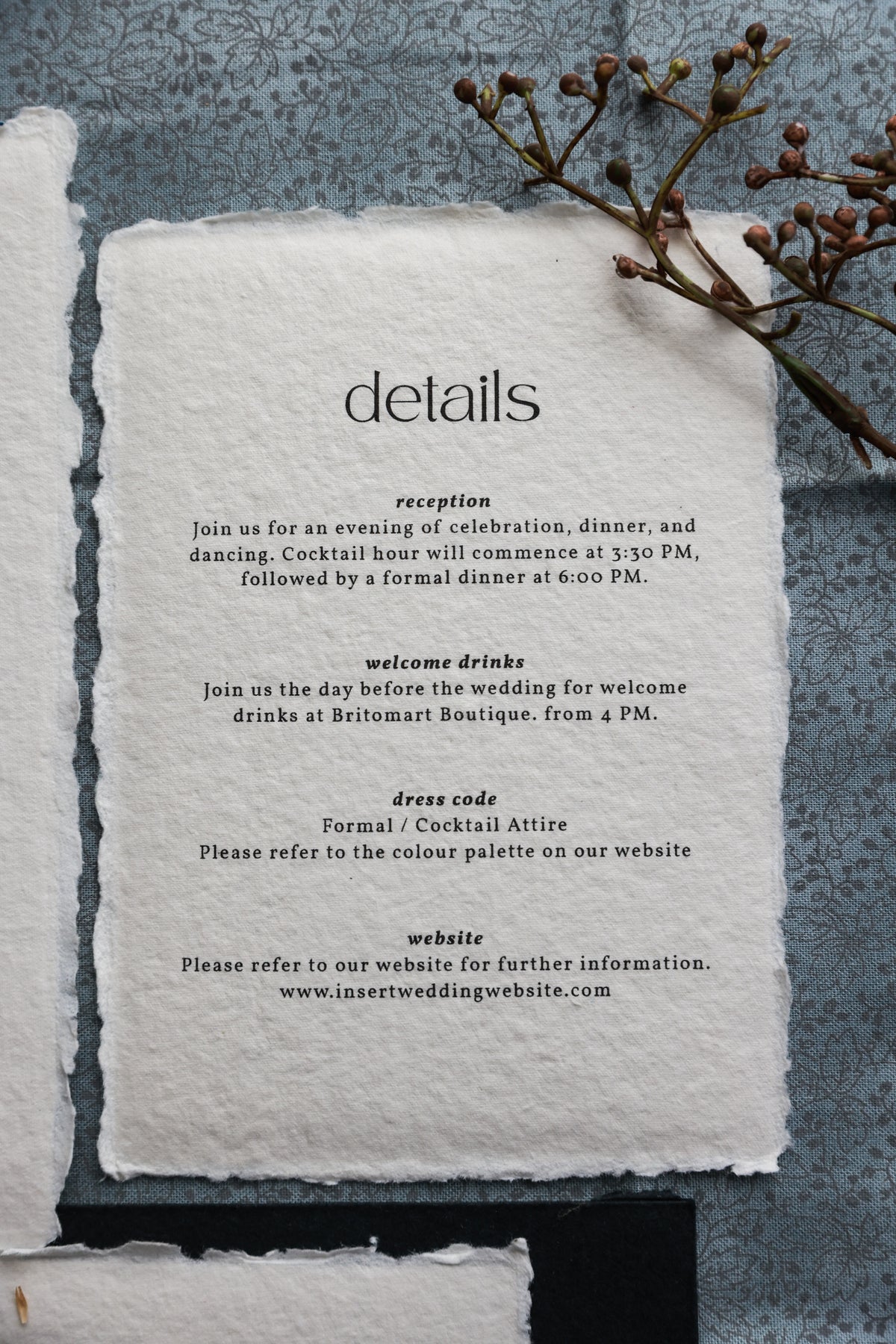 'Amelie' Handmade Paper Wedding Stationery Invitation
