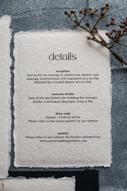 'Amelie' Handmade Paper Wedding Stationery Invitation