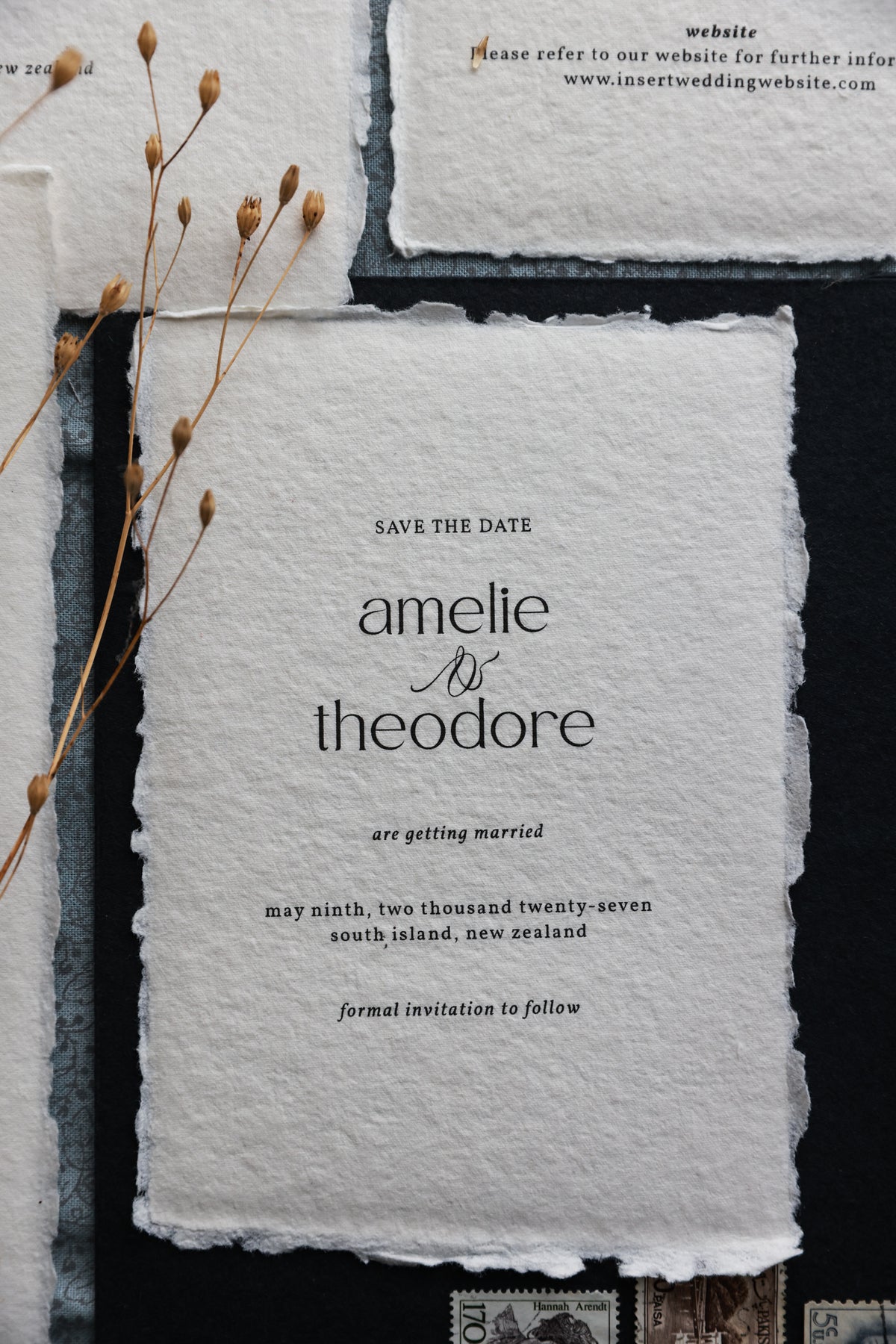 'Amelie' Handmade Paper Wedding Stationery Invitation