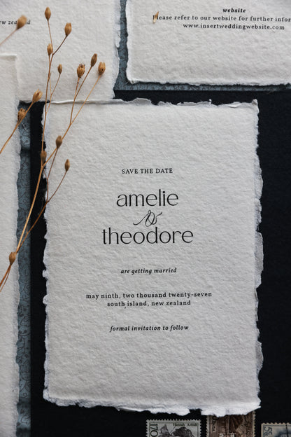 'Amelie' Handmade Paper Wedding Stationery Invitation