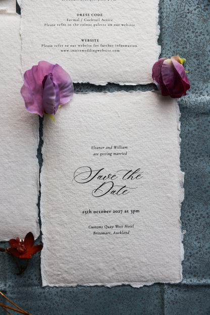 'Eleanor' Handmade Paper Wedding Stationery Invitation