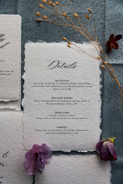 'Eleanor' Handmade Paper Wedding Stationery Invitation