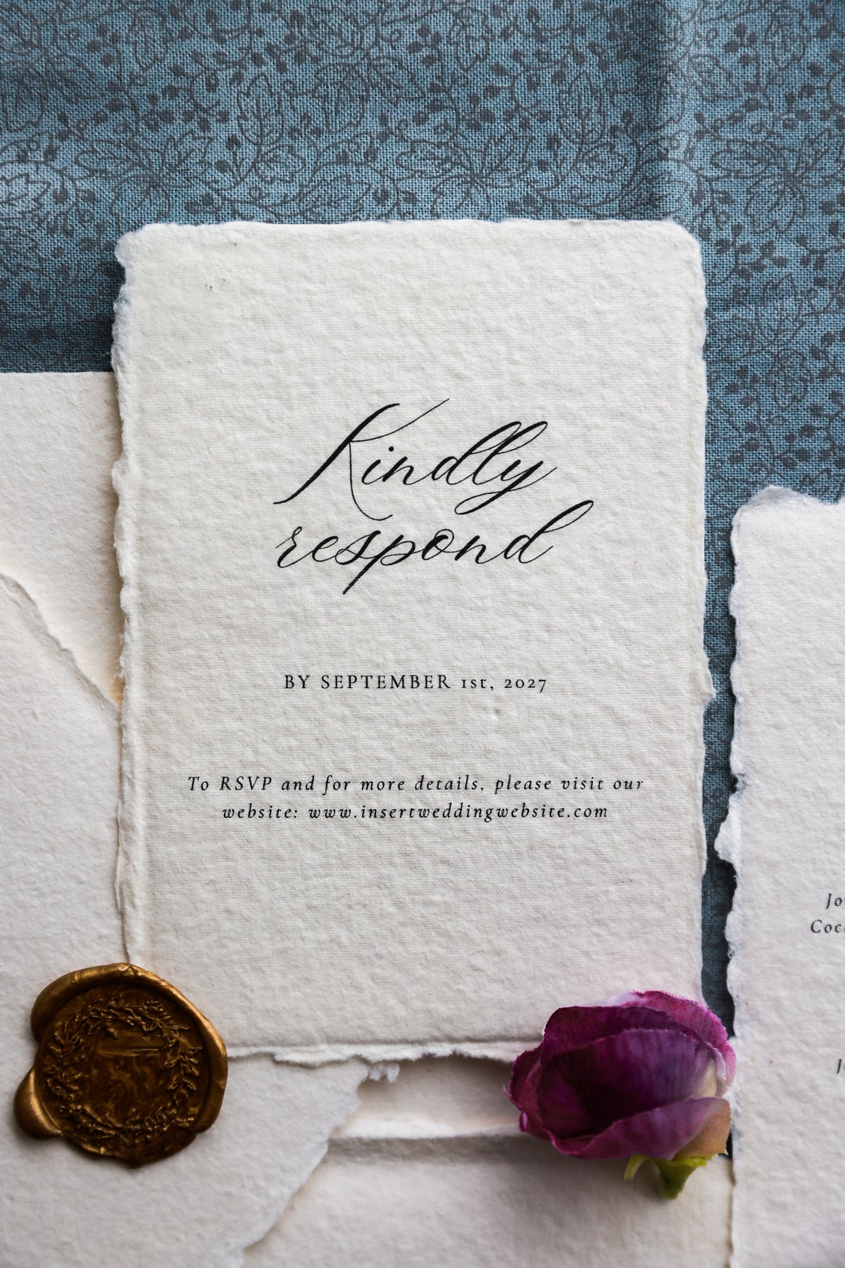 'Eleanor' Handmade Paper Wedding Stationery Invitation