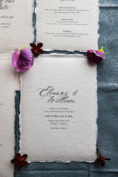 'Eleanor' Handmade Paper Wedding Stationery Invitation