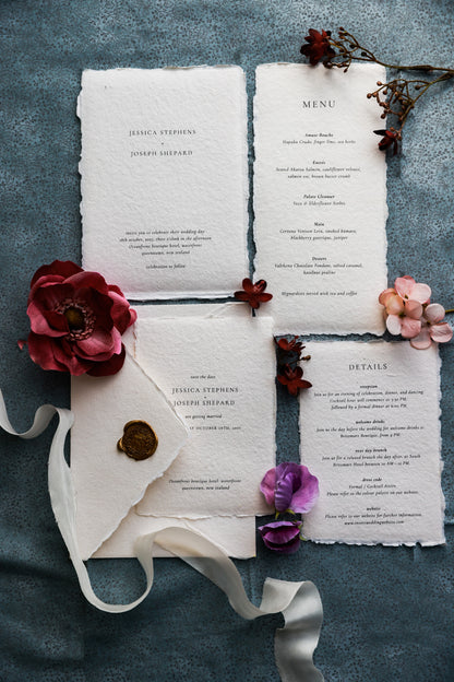 'Jessica' Handmade Paper Wedding Stationery Invitation