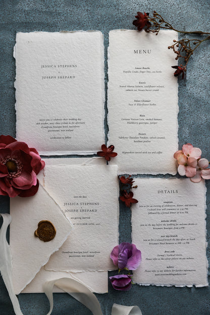 'Jessica' Handmade Paper Wedding Stationery Invitation