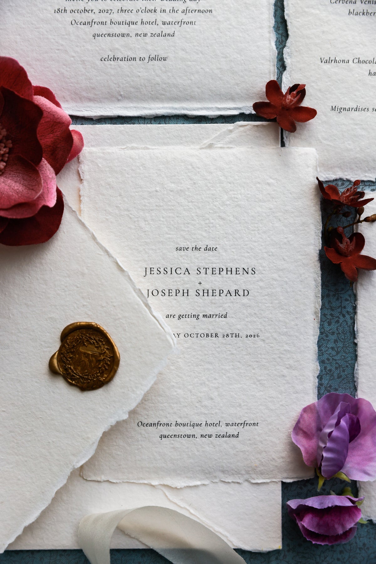 'Jessica' Handmade Paper Wedding Stationery Invitation