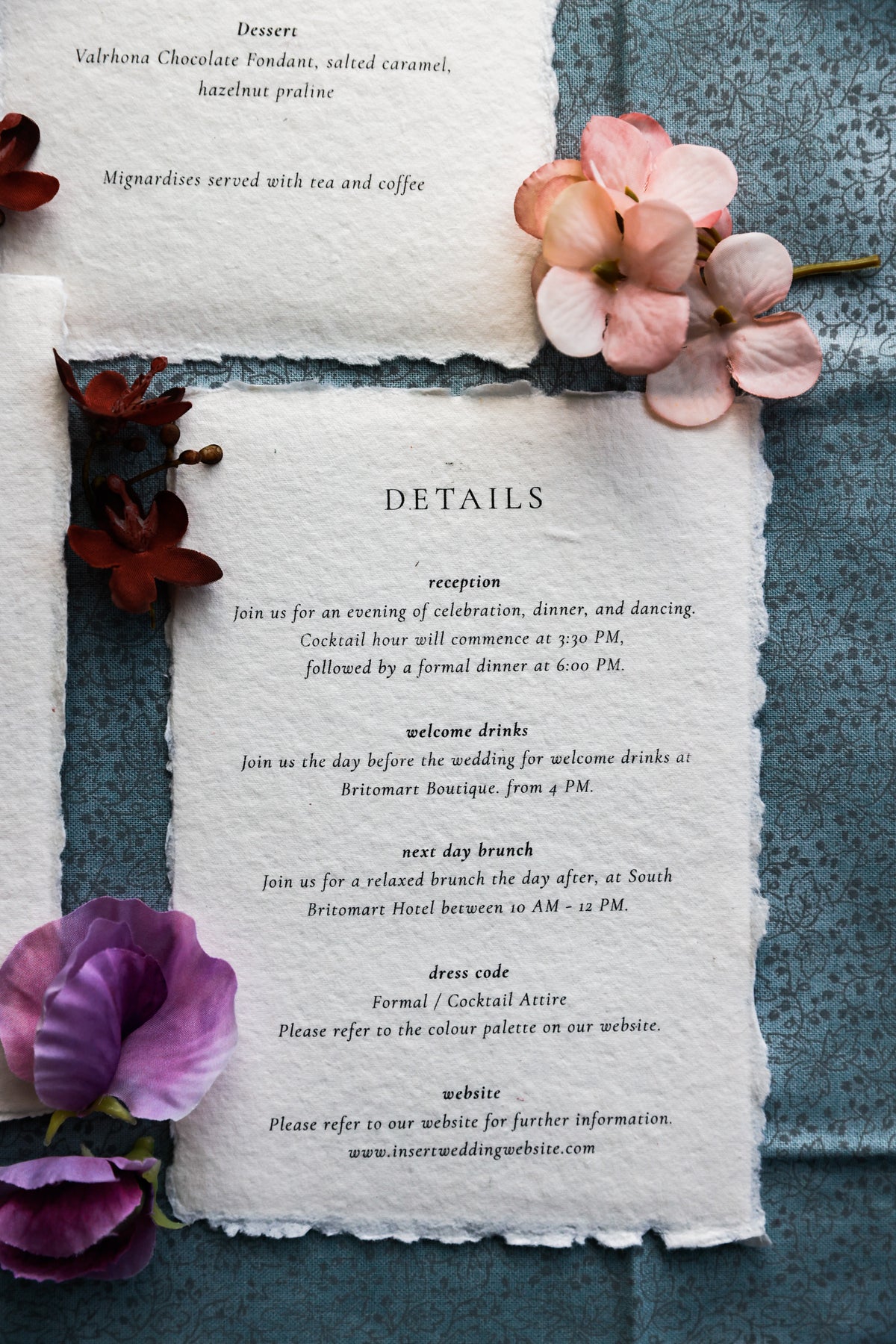 'Jessica' Handmade Paper Wedding Stationery Invitation