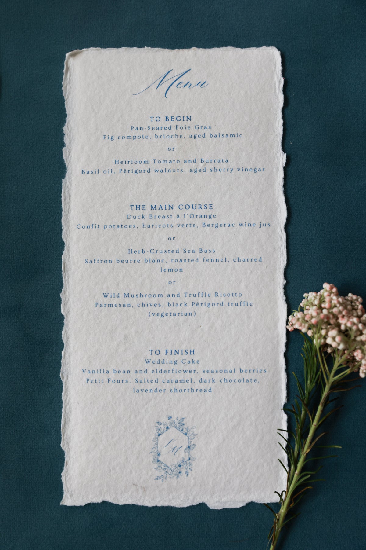 'Kristina' Blue Calligraphy Style Wedding Invitation