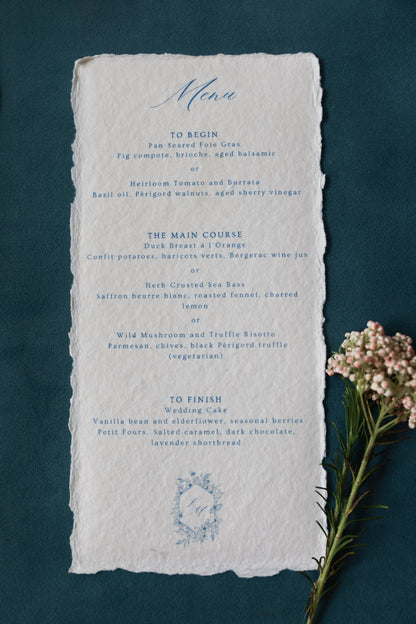 'Kristina' Blue Calligraphy Style Wedding Invitation