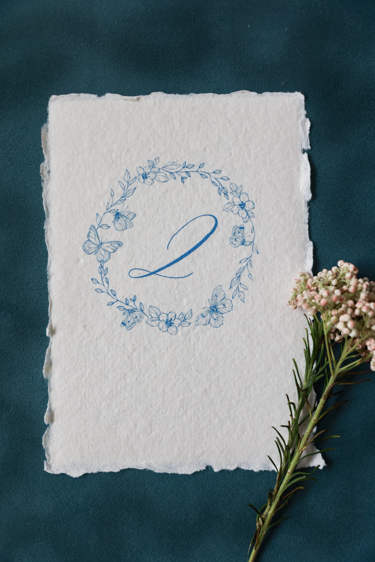 'Kristina' Blue Calligraphy Style Wedding Invitation