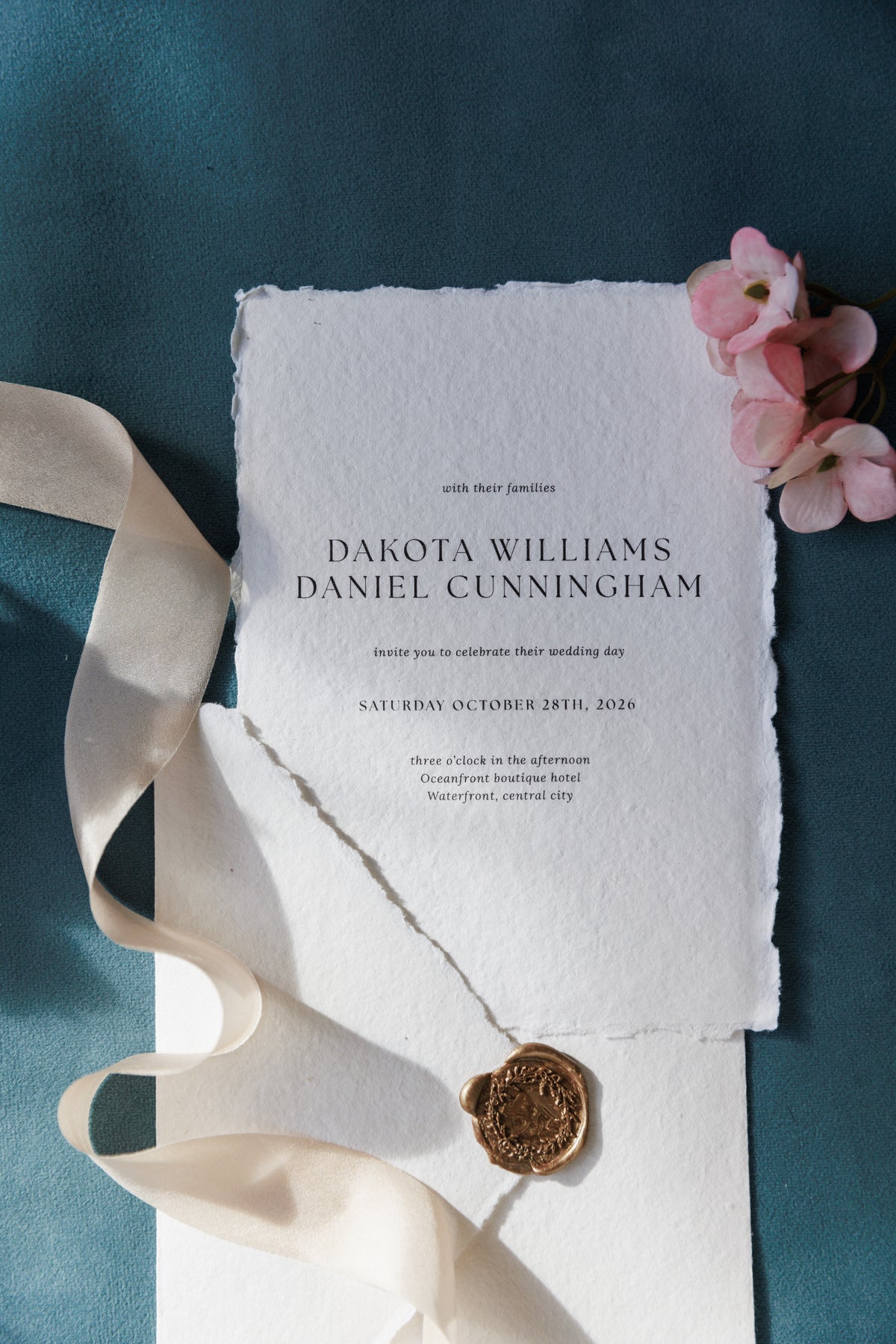'Dakota' Handmade Paper Wedding Stationery Invitation