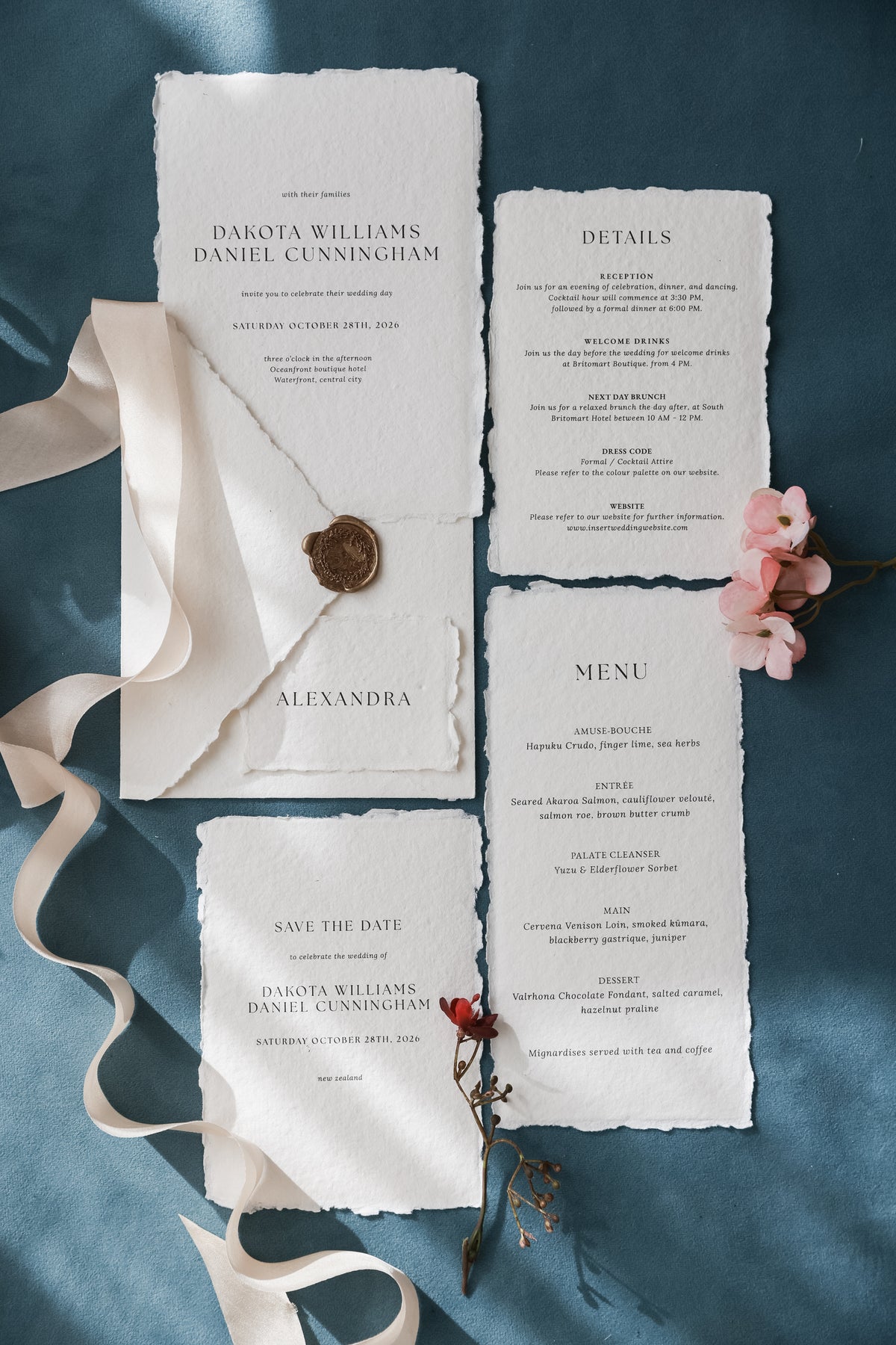 'Dakota' Handmade Paper Wedding Stationery Invitation