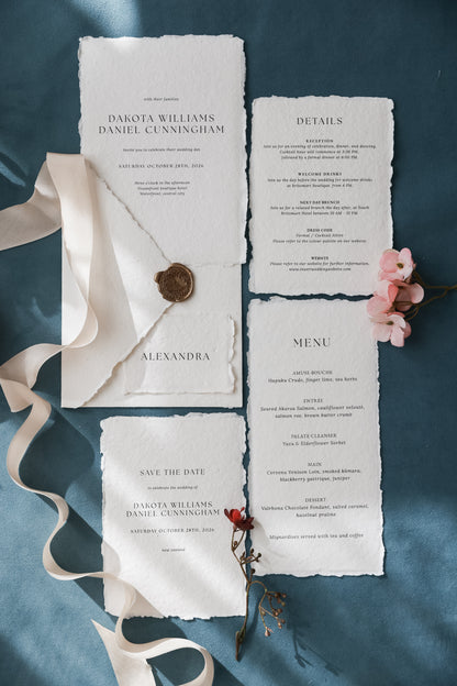 'Dakota' Handmade Paper Wedding Stationery Invitation