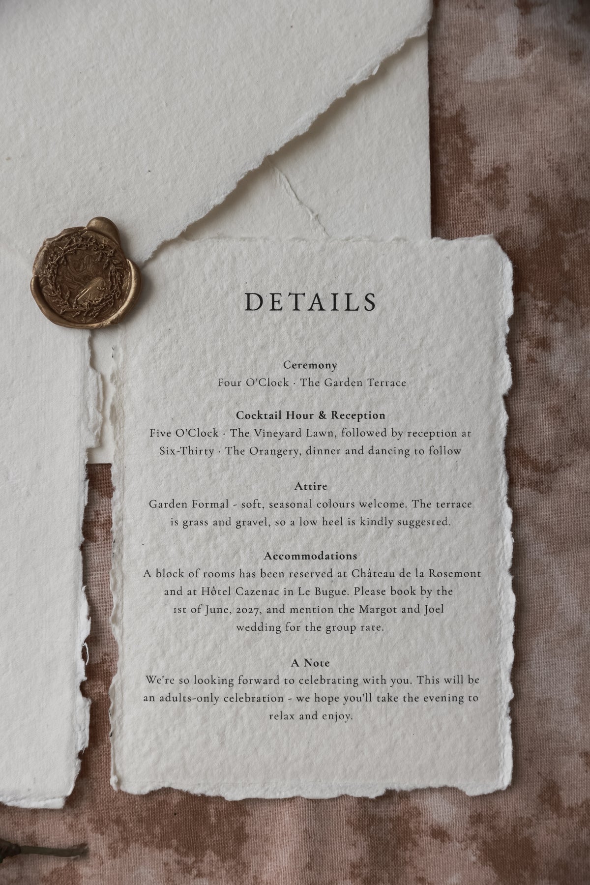 'Margot' Handmade Paper Wedding Stationery Invitation