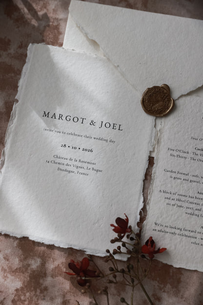 'Margot' Handmade Paper Wedding Stationery Invitation