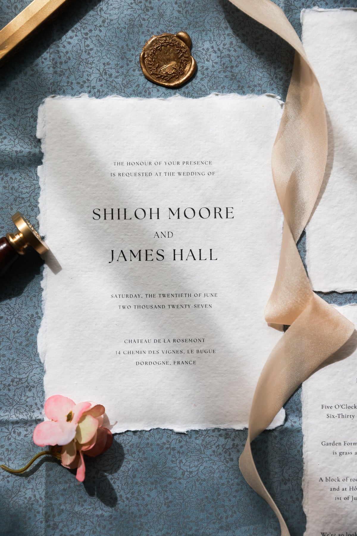 'Shiloh' Handmade Paper Wedding Stationery Invitation