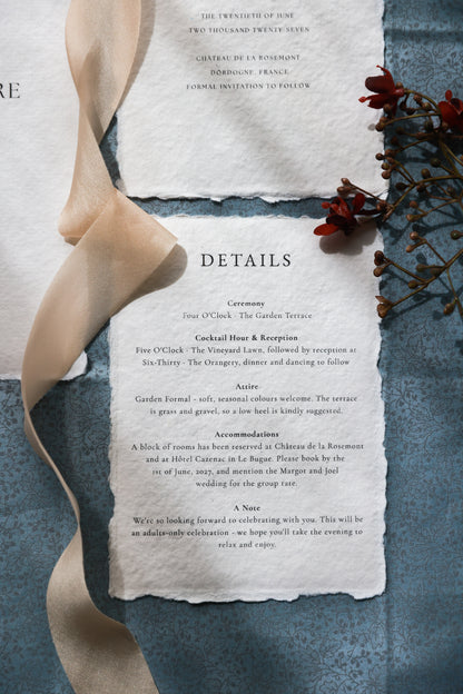 'Shiloh' Handmade Paper Wedding Stationery Invitation