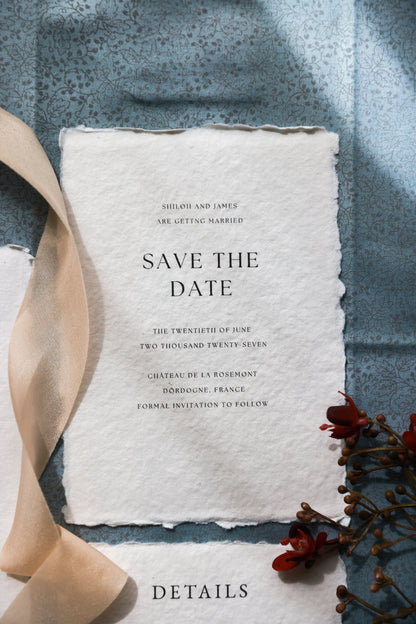 'Shiloh' Handmade Paper Wedding Stationery Invitation