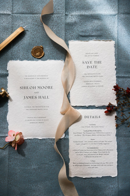 'Shiloh' Handmade Paper Wedding Stationery Invitation