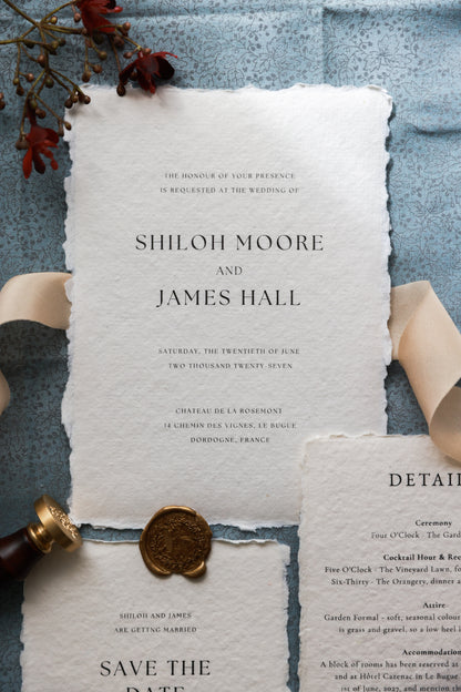 'Shiloh' Handmade Paper Wedding Stationery Invitation